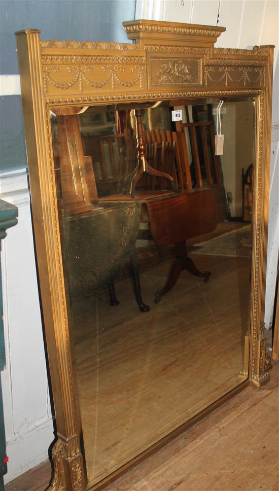 A Victorian giltwood and gesso rectangular overmantel mirror, W.4ft 4in.